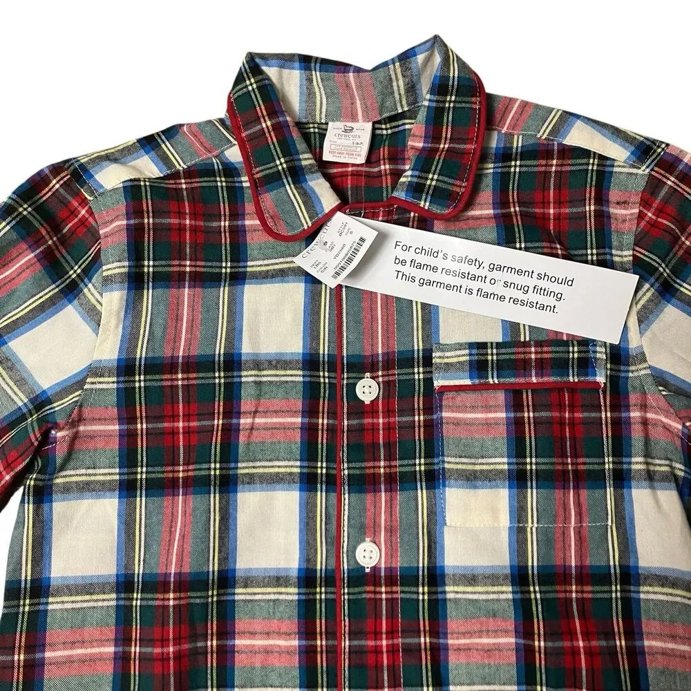 Crewcuts Plaid‎ Button Front Pajama Top Boys 6–7 Cozy Sleepwear